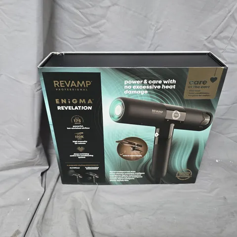 BOXED REVAMP PROFESSIONAL ENIGMA REVELATION HAIR DRYER KIT – BLACK WITH DIFFUSER & NOZZLES