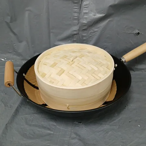 35CM WOK WITH BAMBOO STEAMER