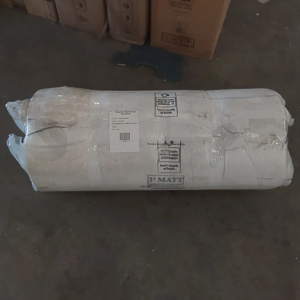 QUALITY BAGGED AND ROLLED DIAMOND 6+2 MEMORY FOAM 3' SINGLE MATTRESS