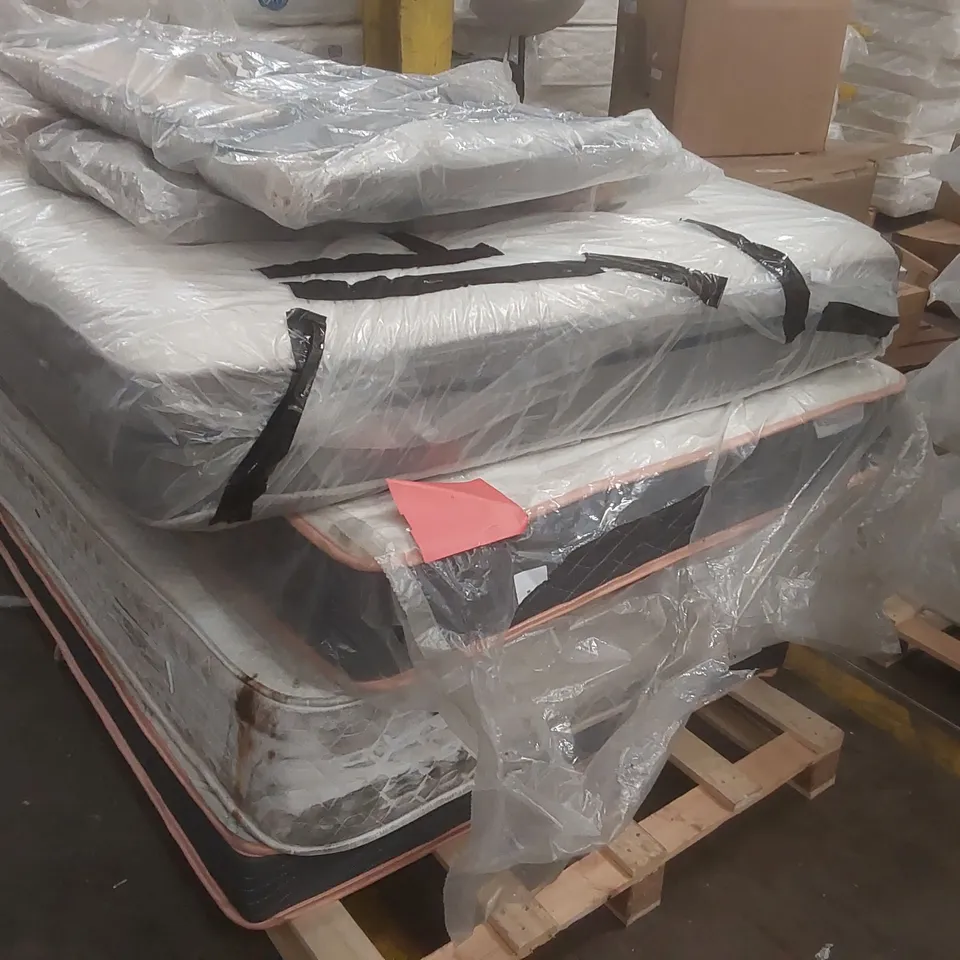 PALLET CONTAINING 4x ASSORTED MATTRESSES, 3x HEADBOARDS