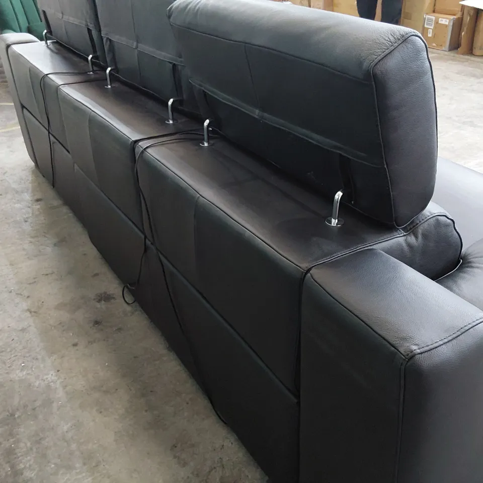 QUALITY ITALIAN DESIGNER RICCARDO POWER RECLINING THREE SEATER SOFA BLACK LEATHER 