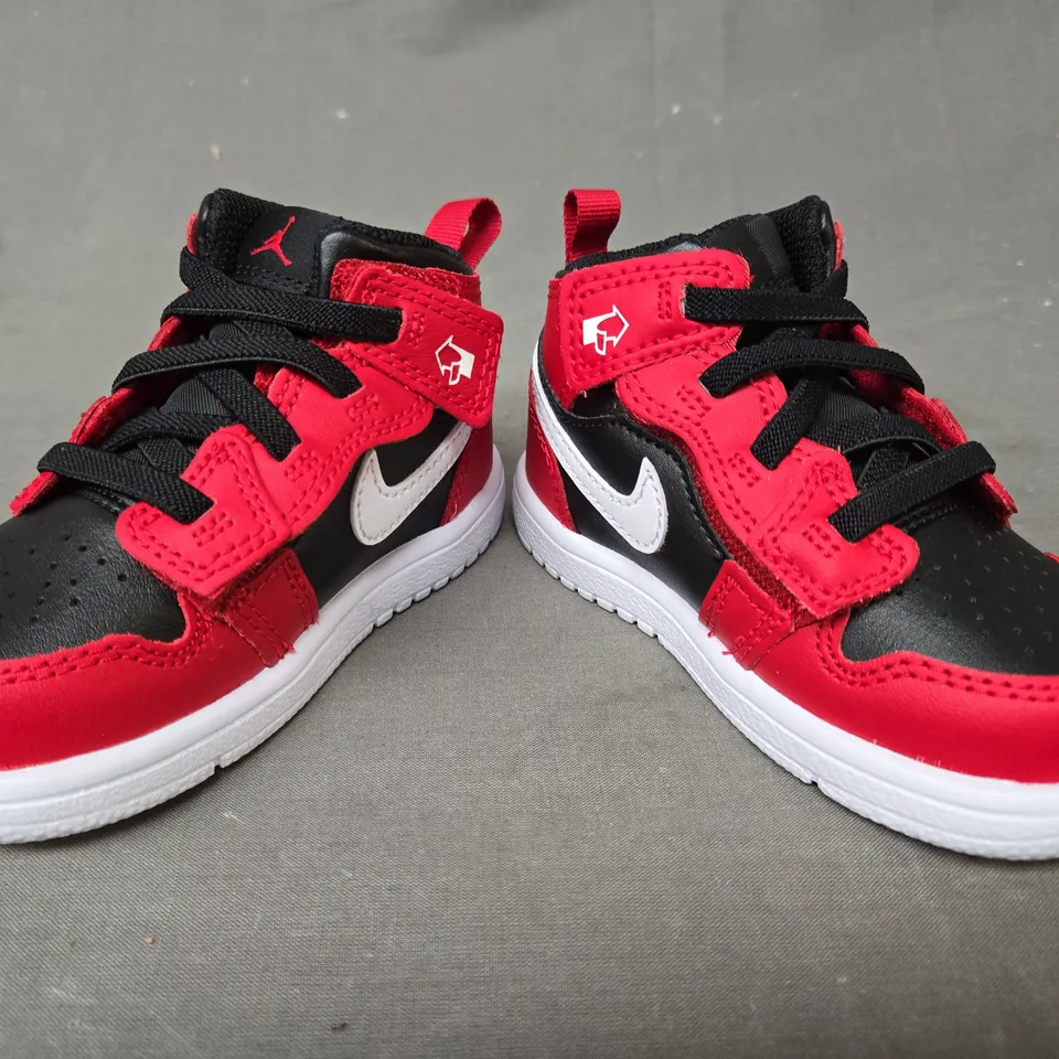 BOXED PAIR OF NIKE JORDAN 1 MID ALT INFANT'S SHOES IN RED/BLACK/WHITE UK SIZE 5.5