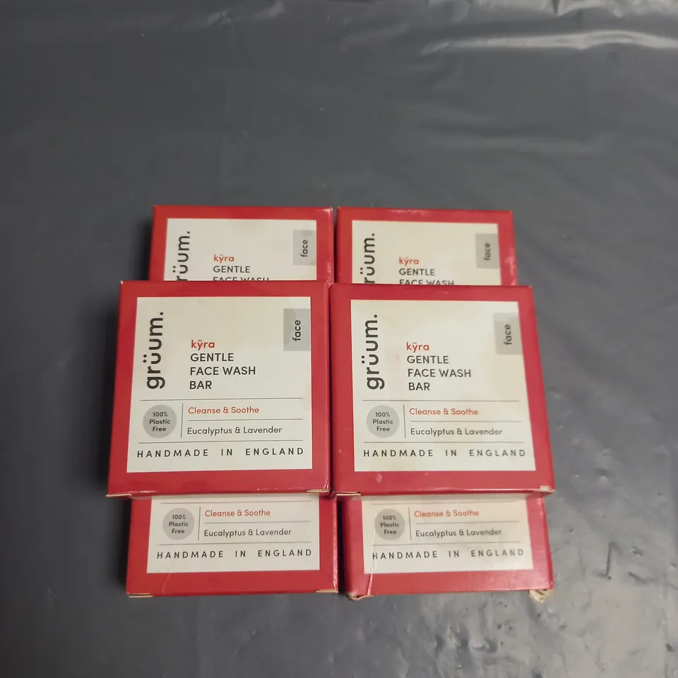 LOT OF 6 GRUUM GENTLE FACE WASH BARS 35G