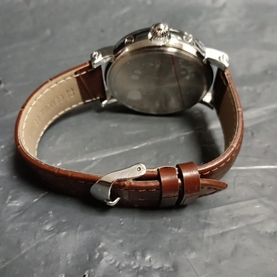 MENS ERNEST FERDINAND WATCH – FUNCTIONING SUB DIALS – LEATHER STRAP