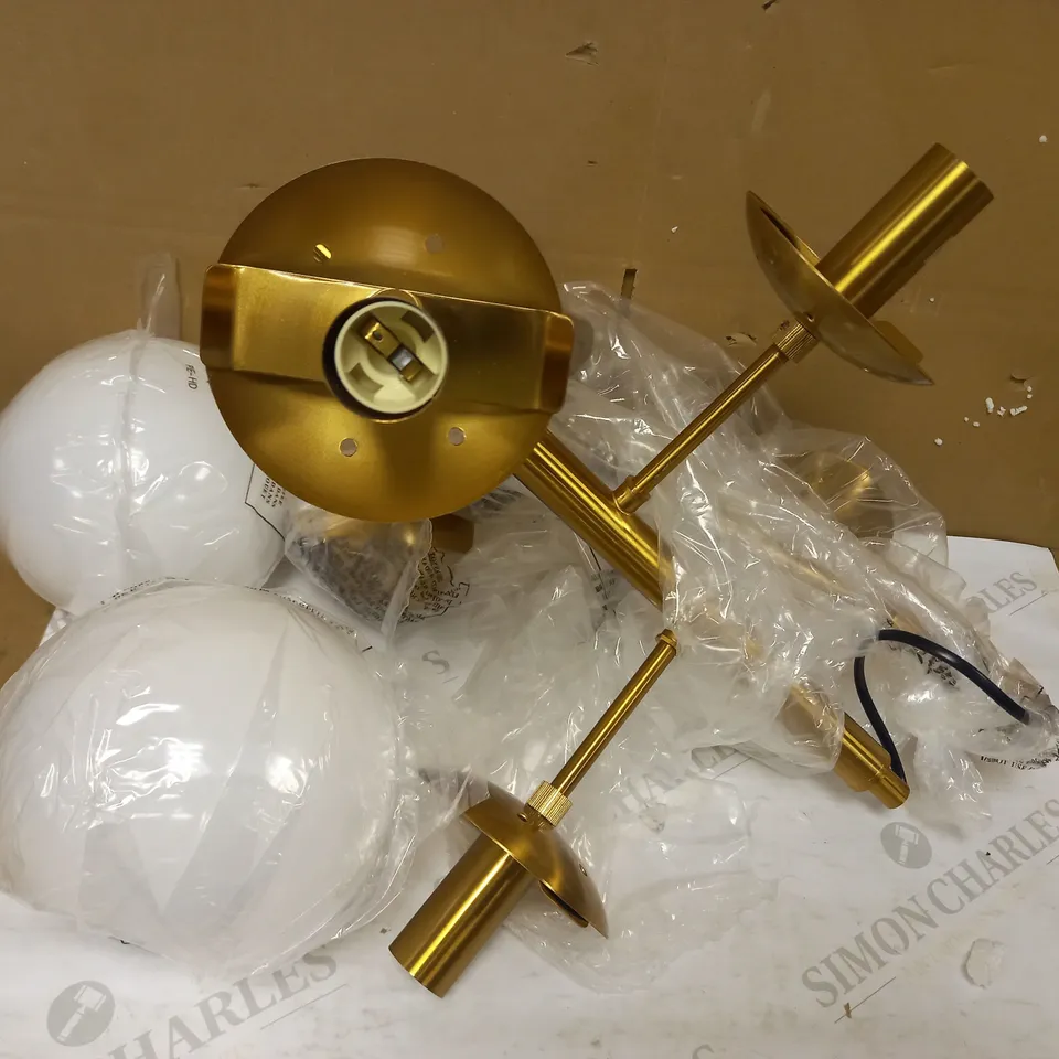 DAR LIGHTING GROUP BOMBAZINE 5LT PENDANT - NATURAL BRASS & OPAL GLASS