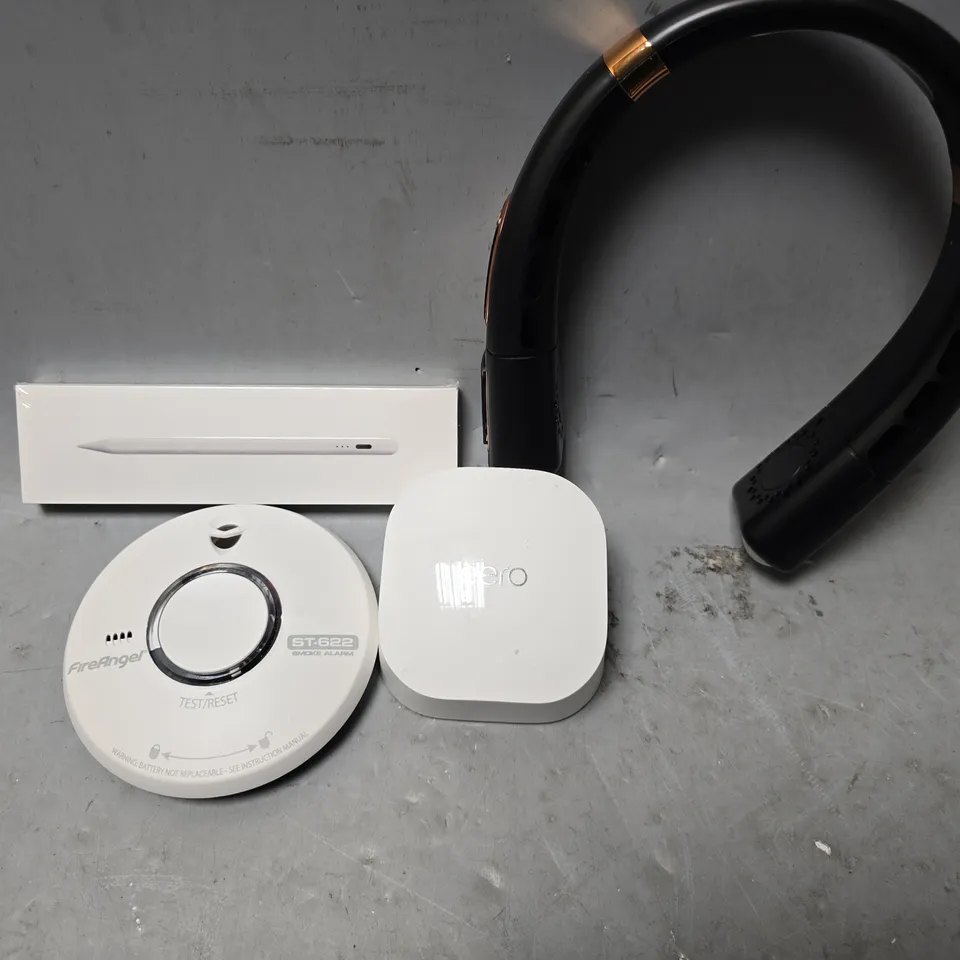 APPROXIMATELY 10 ASSORTED ITEMS TO INCLUDE - NECK FAN , EERO , FIRE ANGLE ST 622 ETC