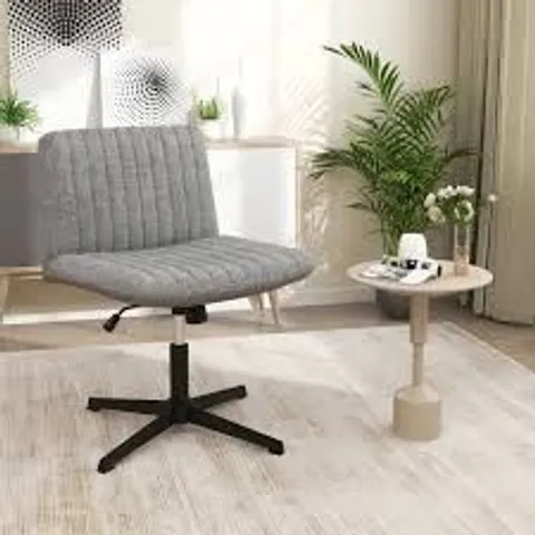 BOXED CRISS CROSS LEGGED CHAIR HOME OFFICE CHAIR W/ WIDE PADDED SEAT - GREY