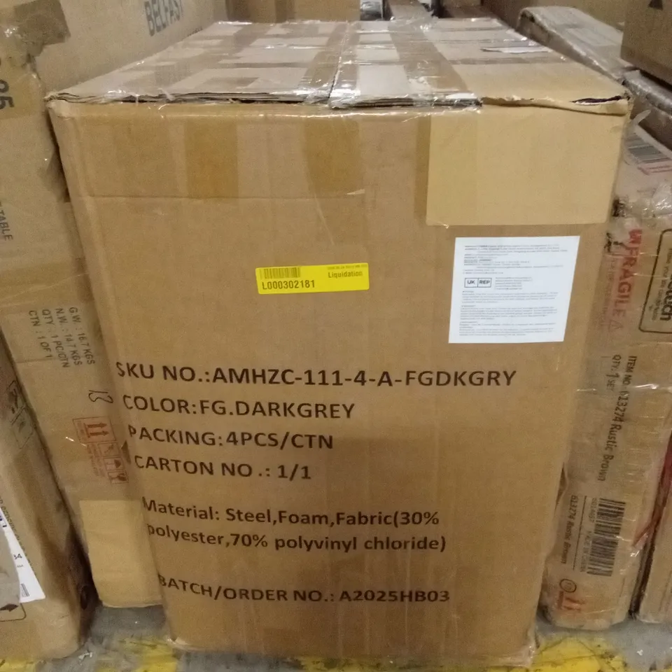 BOXED SET OF 4 DINING CHAIRS - DARK GREY (1 BOX)