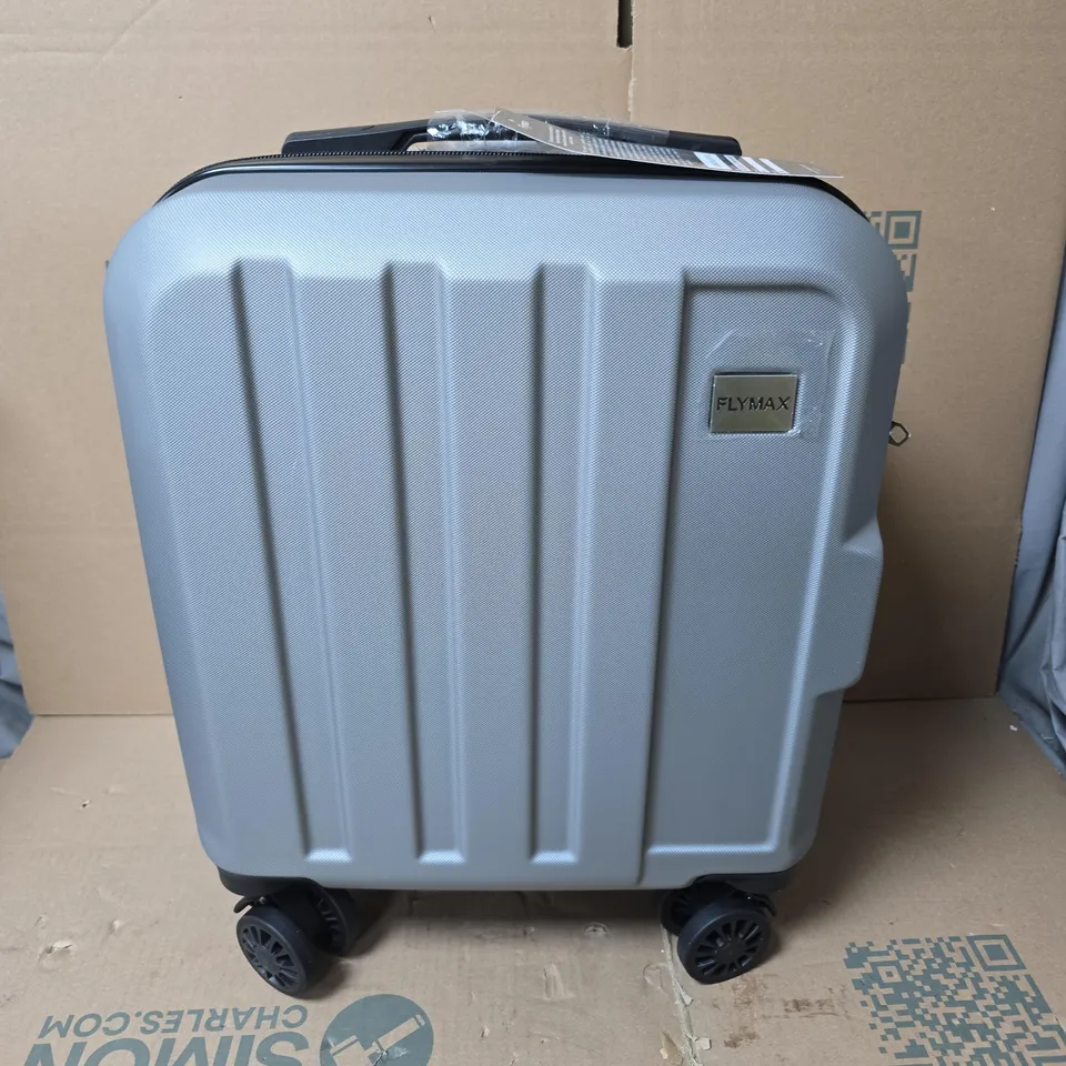 FLYMAX SILVER HARD-SHELL CARRY-ON LUGGAGE, 45X36X20 CM, 2.2 KG