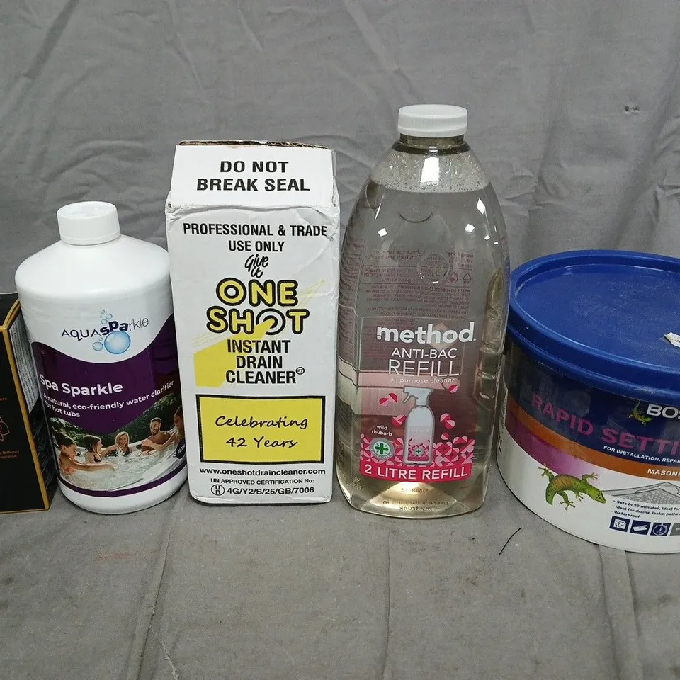 APPROXIMATELY 20 ASSORTED HOUSEHOLD ITEMS TO INCLUDE METHOD, DRAIN CLEANER AND SETTING CEMENT 