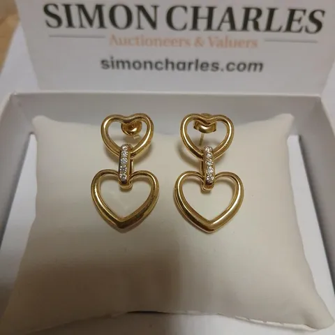 STEEL BY DIAMONIQUE HEART LINK DROP EARRINGS STAINLESS STEEL 