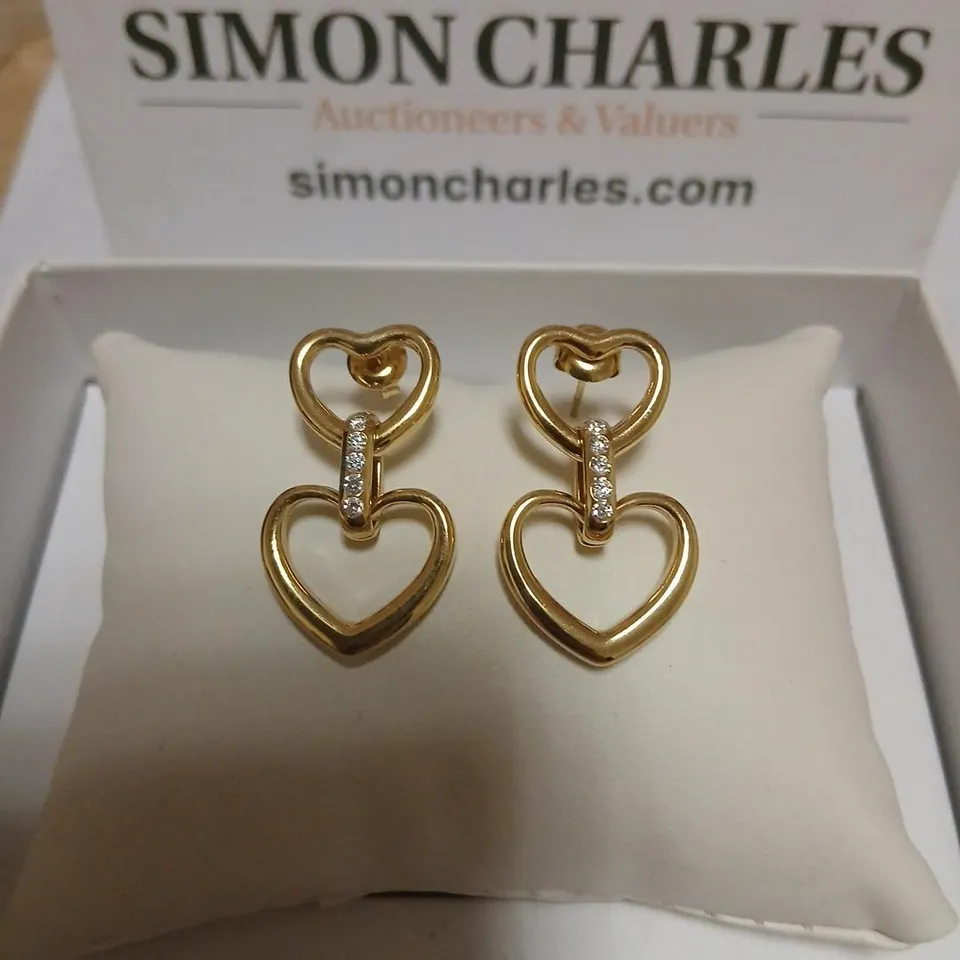 STEEL BY DIAMONIQUE HEART LINK DROP EARRINGS STAINLESS STEEL 