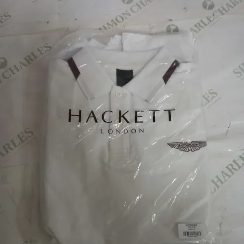 SEALED HACKET LONDON ASTON MARTIN POLO SHIRT IN WHITE - MEDIUM