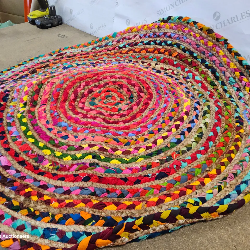 BILLYJO HANDMADE YELLOW/RED CIRCULAR RUG 90cm