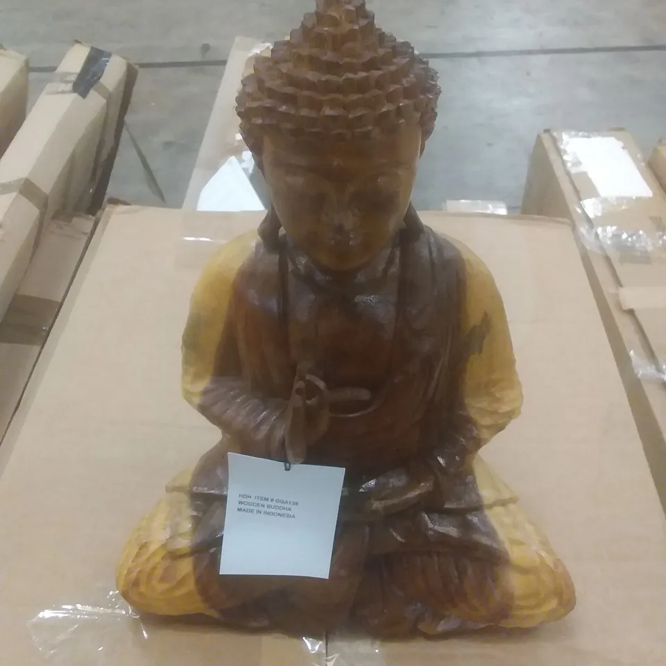 BRAND NEW BOXED x6 WOODEN BUDDHA 