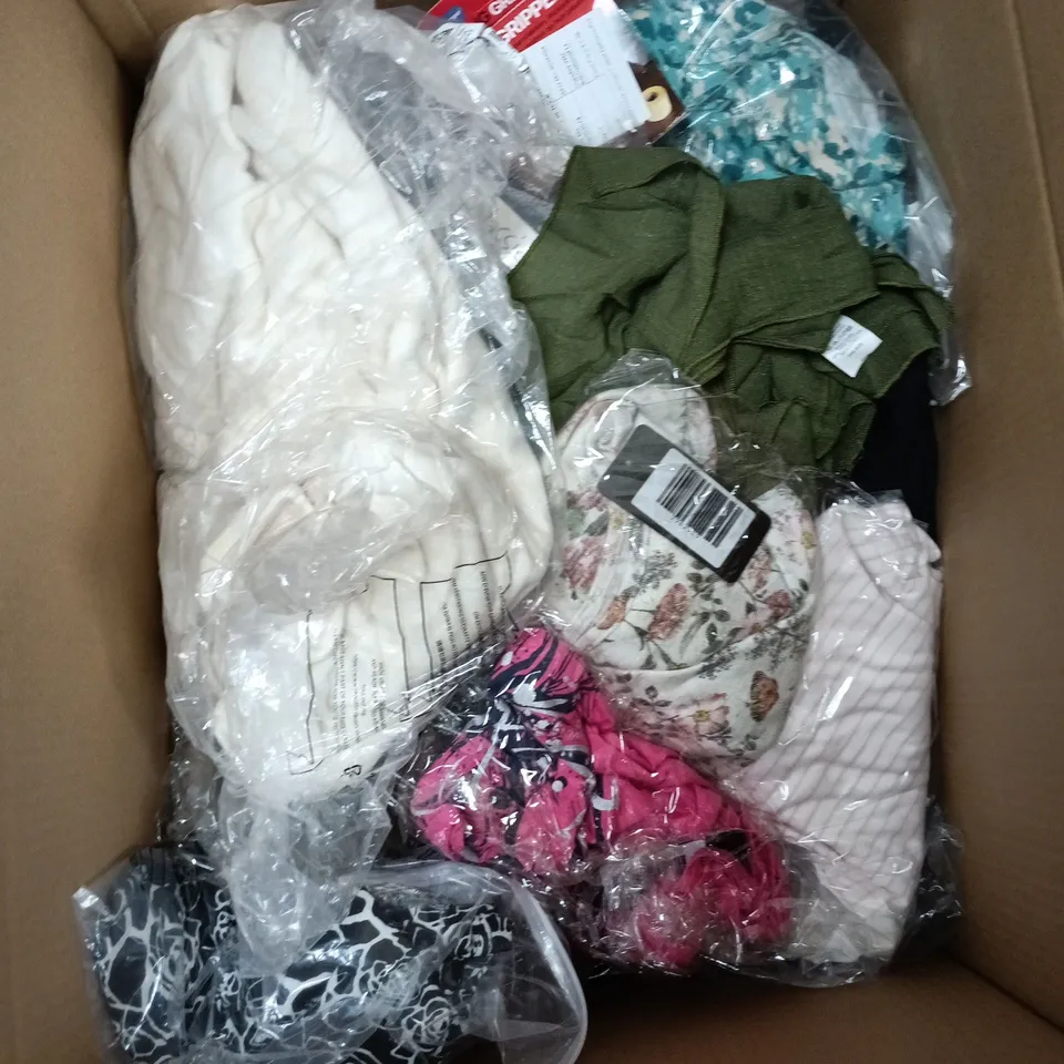 BOX OF APPROXIMATELY 25 ASSORTED ITEMS TO INCLUDE B ACTIVE FOOTWEAR, MARINA KANEVA CLOTHING ETC