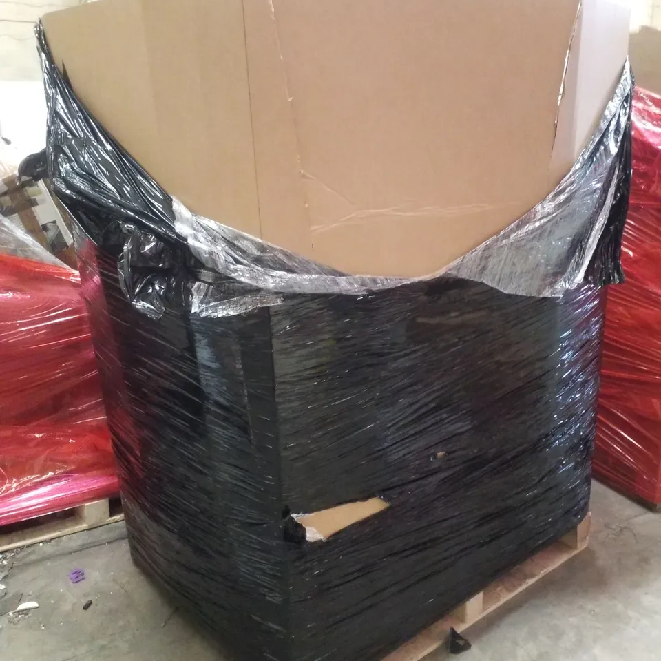 PALLET CONTAINING ASSORTED PRODUCTS INCLUDING END TABLE, UNDER DESK ELECTRIC ELLIPTICAL TRAINER, RETRACTABLE SAFETY GATE, PICTURE FRAME & PILATES TRAINING KIT