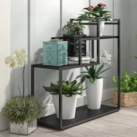BOXED DOREL HOME WESTON 3 SHELF PLANT STAND BLACK OAK LOOK