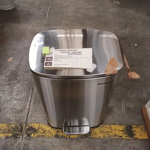 SONGMICS STEEL SOFT CLOSE 50L BIN - SILVER