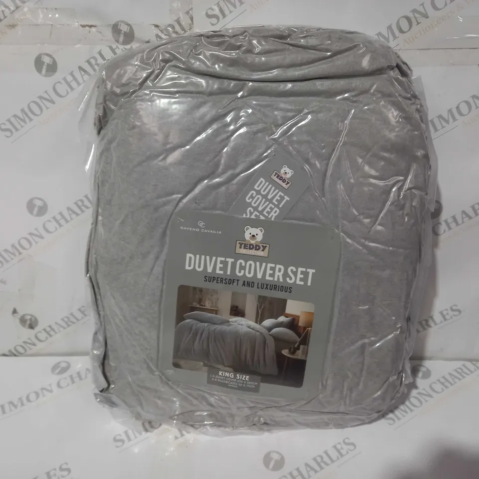GAVENO CAVALIA TEDDY COLLECTION FITTED BED SHEET - KING - GREY