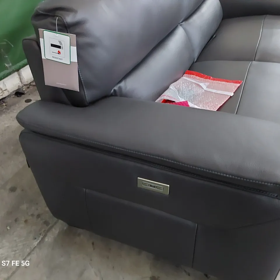 QUALITY ITALIAN DESIGNER GRADO POWER RECLINING THREE SEATER SOFA CHARCOAL LEATHER 