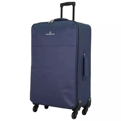 BOXED FEATHERSTONE 4 WHEEL SOFT SUITCASE - MEDIUM - NAVY 