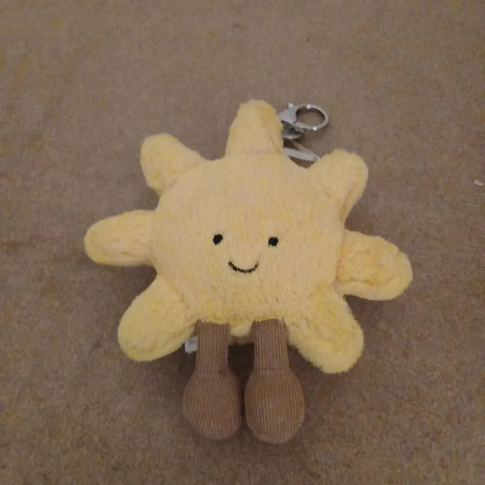 JELLY CAT SUN-SHAPED YELLOW PLUSH BABY TOY WITH HANGING LOOP