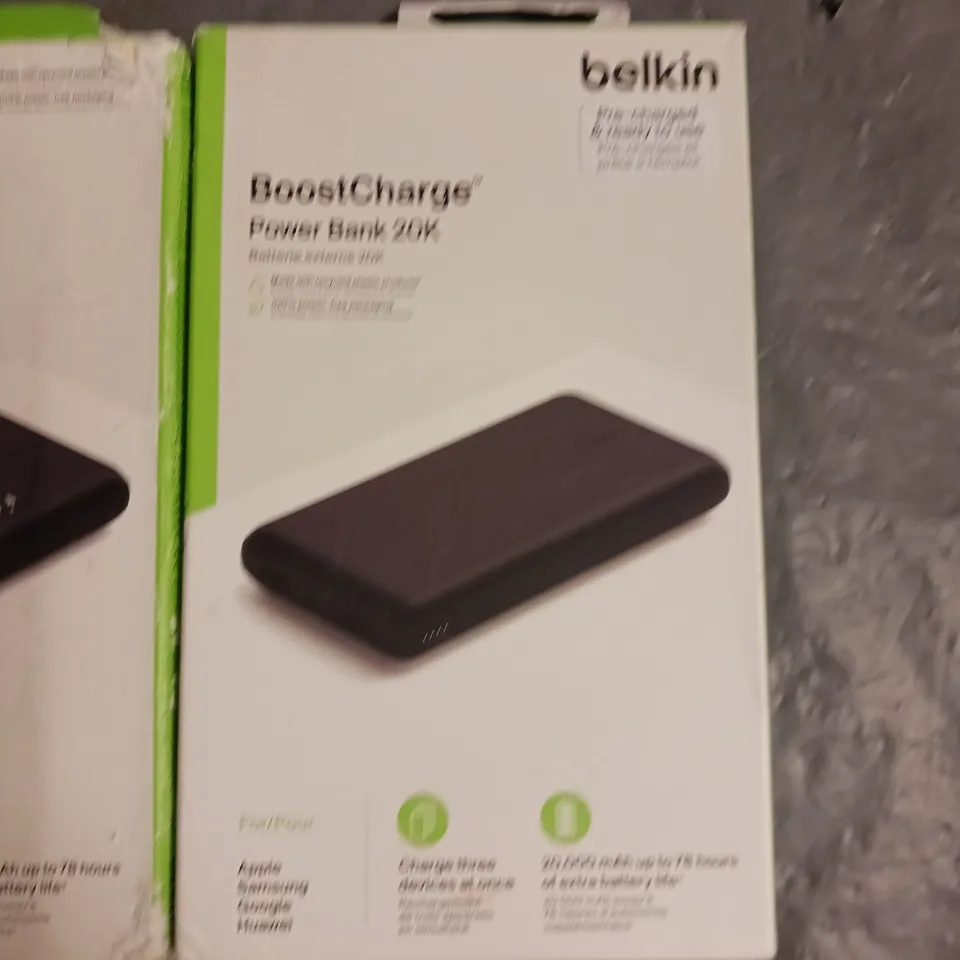 LOT OF 2 BOXED BELKIN BOOSTCHARGE POWER BANK 20K