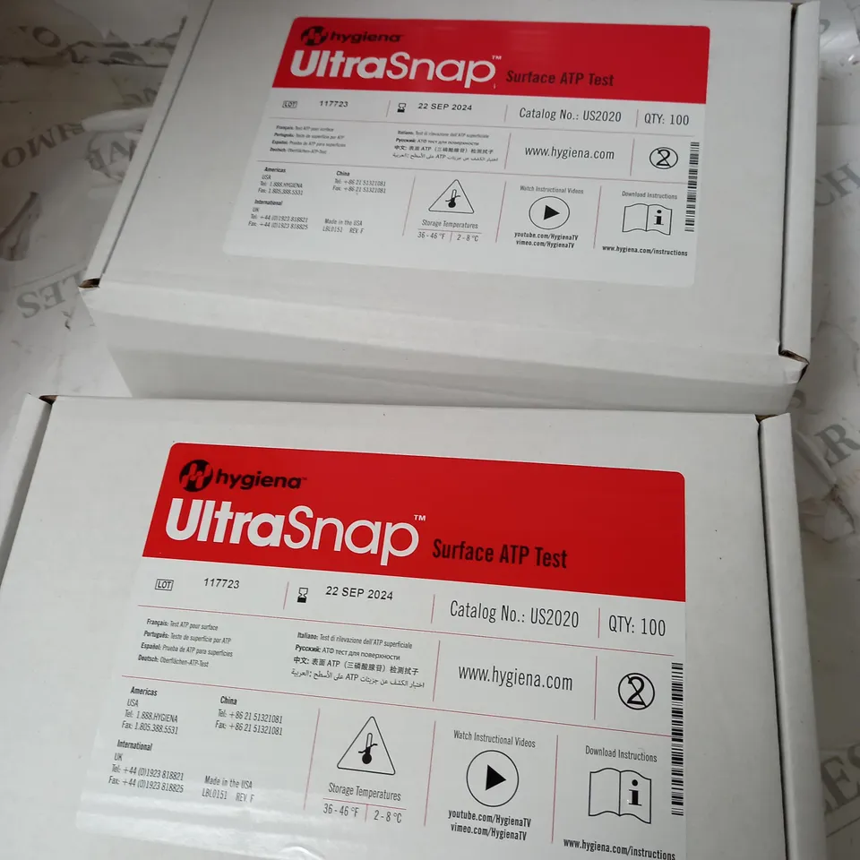 EIGHT CASES EACH CONTAINING 100 ULTRA SNAP SURFACE ATP TEST 
