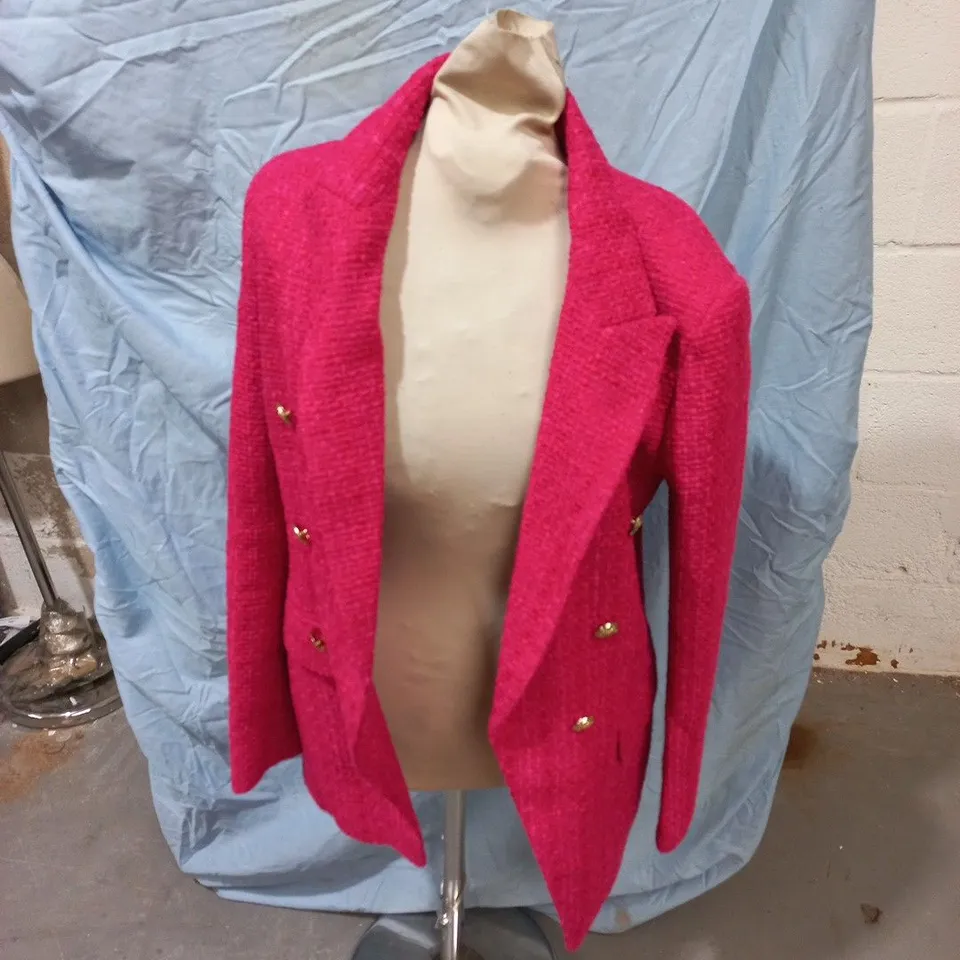 ZARA PINK TEXTURED BLAZER, WOMEN'S, UK 12 (EUR M)