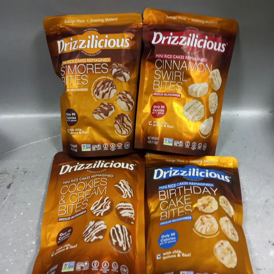 4 X SEALED DRIZZILICIOUS MINI RICE CAKE PACKS IN VARIOUS FLAVOURS 