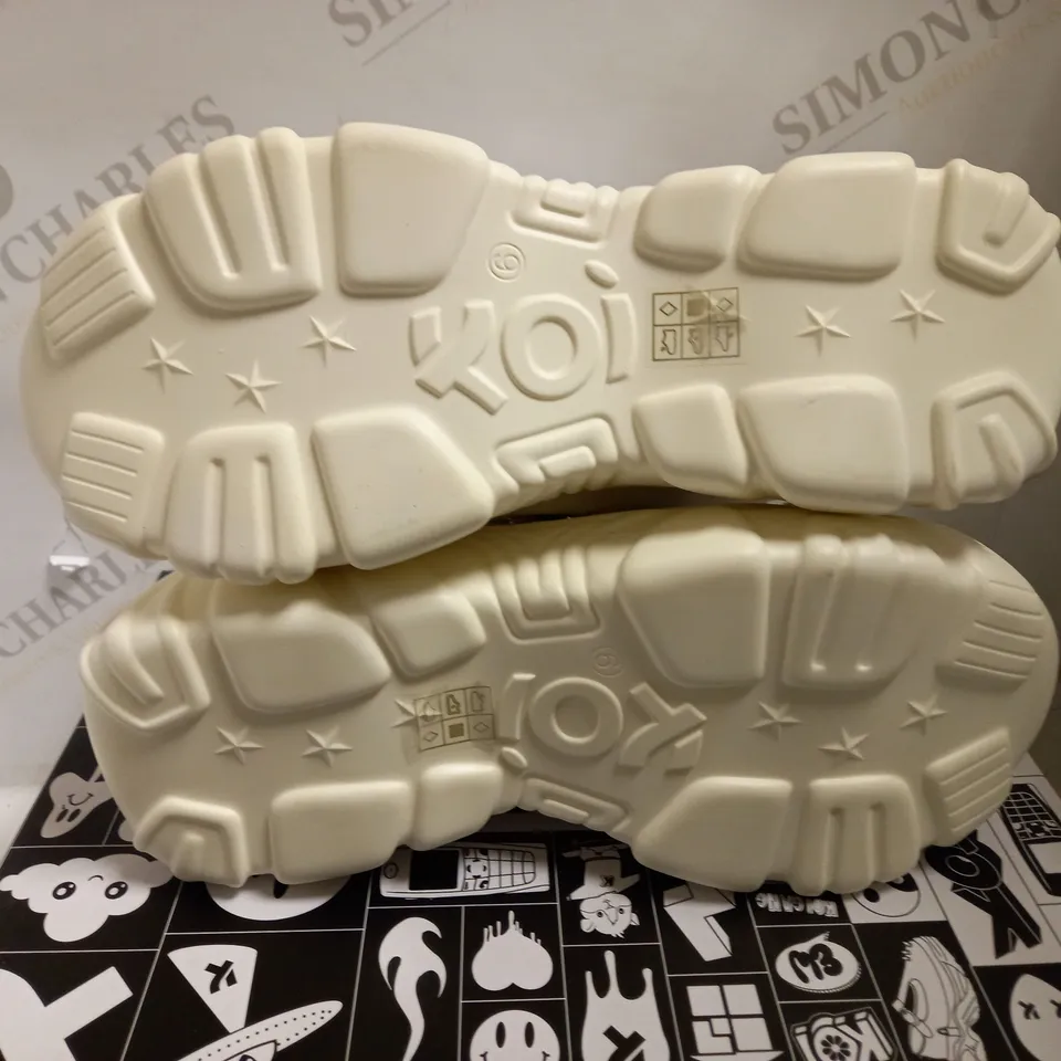 KOI VEGAN JINX WHITE MYSTIC CHARM TRAINERS - SIZE 6
