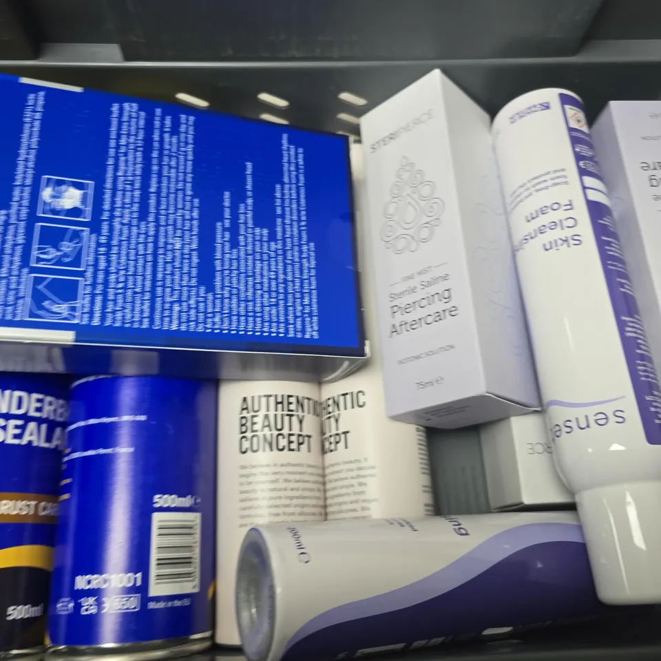 APPROXIMATELY 15 ASSORTED AEROSOLS TO INCLUDE REGAINE FOR MEN, SENSE SKIN CLEANSING FOAM, STERIPIERCE PIERCING AFTERCARE, AUTOTEK MATT BLACK SPRAY PAINT
