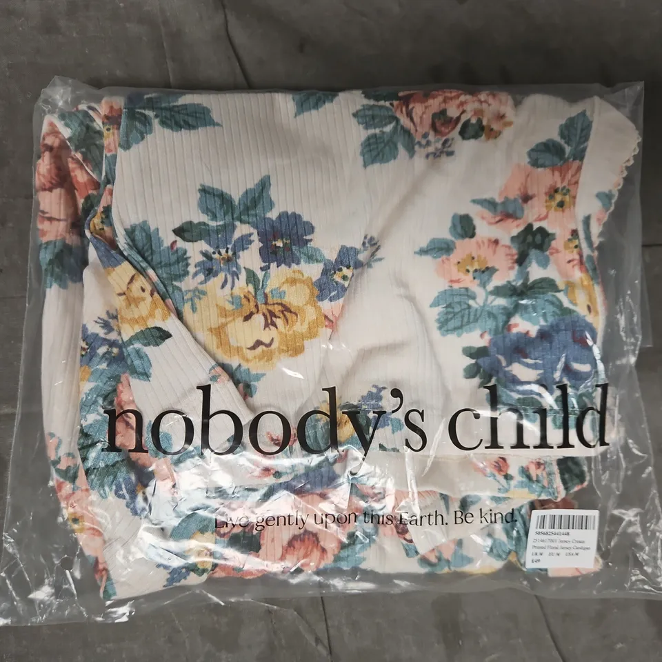 BAGGED NOBODY'S CHILD PRINTED FLORAL JERSEY CARDIGAN IN JERSEY CREAM SIZE MEDIUM