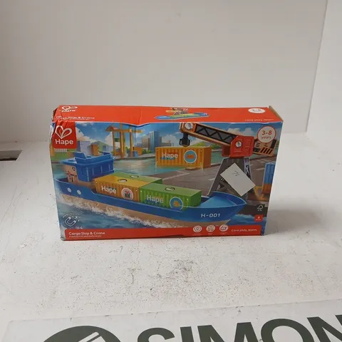 HAPE CARGO SHIP AND CRANE TOY AGES 3-8