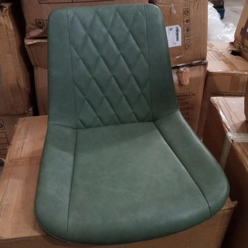 BOXED SET OF 2 GREEN FAUX LEATHER DINING CHAIRS