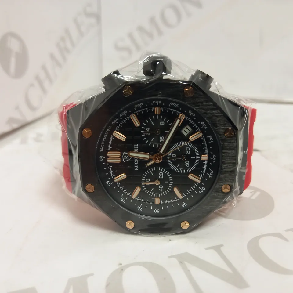 RUCKSTUHL CHRONOGRAPH STYLE RUBBER STRAP WATCH RRP £560
