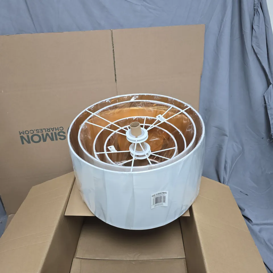 GIGGI X-LARGE FABRIC LAMP SHADE WITH GOLDEN BASE – BEIGE, 35CM