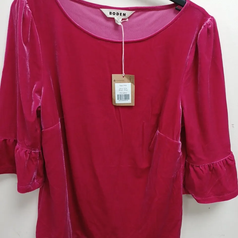 BODEN PINK 3/4 SLEEVE TOP - UK 14