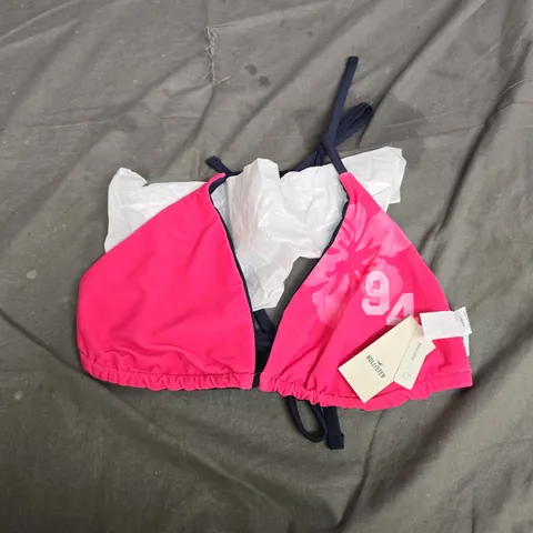 HOLLISTER WOMEN'S BIKINI TOP – NAVY WITH PINK SIDE PANELS