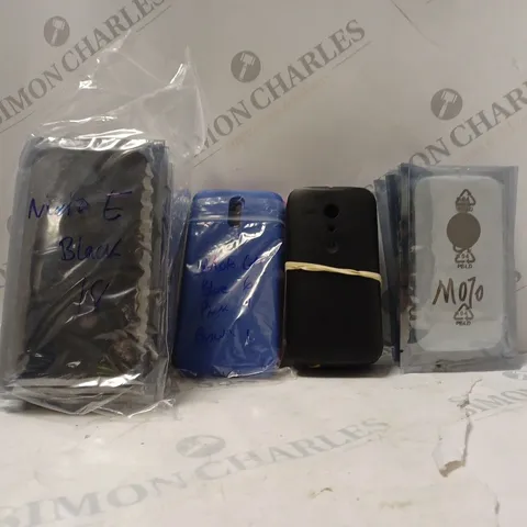 BOX OF APPROXIMATELY 15 ASSORTED MOTOROLA AND HTC PHONE CASES