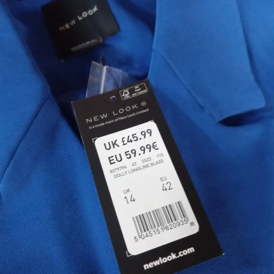 NEW LOOK DOLLY LONGLINE BLAZER AND TROUSERS IN BLUE - UK 14