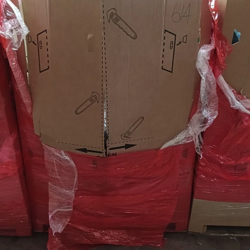 PALLET OF ASSORTED HOUSEHOLD GOODS AND PRODUCTS TO INCLUDE; DOG BEDS, PRAM, BOXED FURNITURE ETC