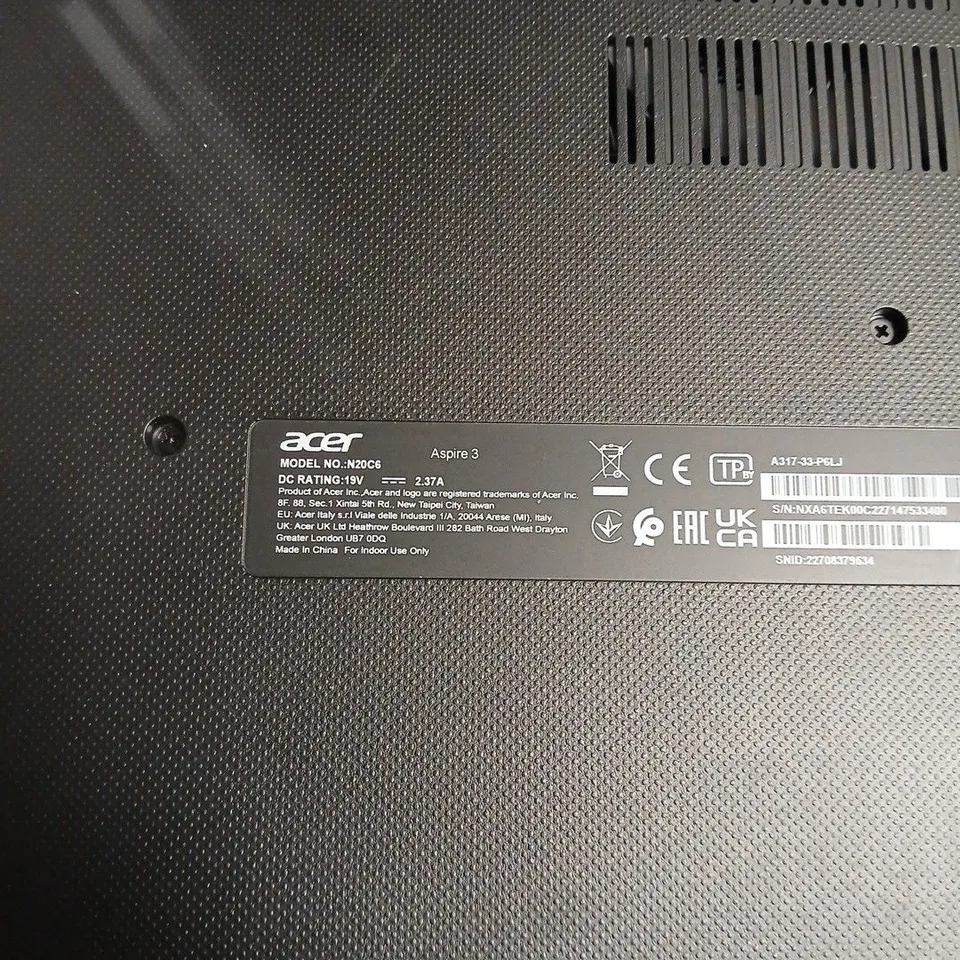 ACER ASPIRE 3 LAPTOP – SILVER, MODEL N20C6