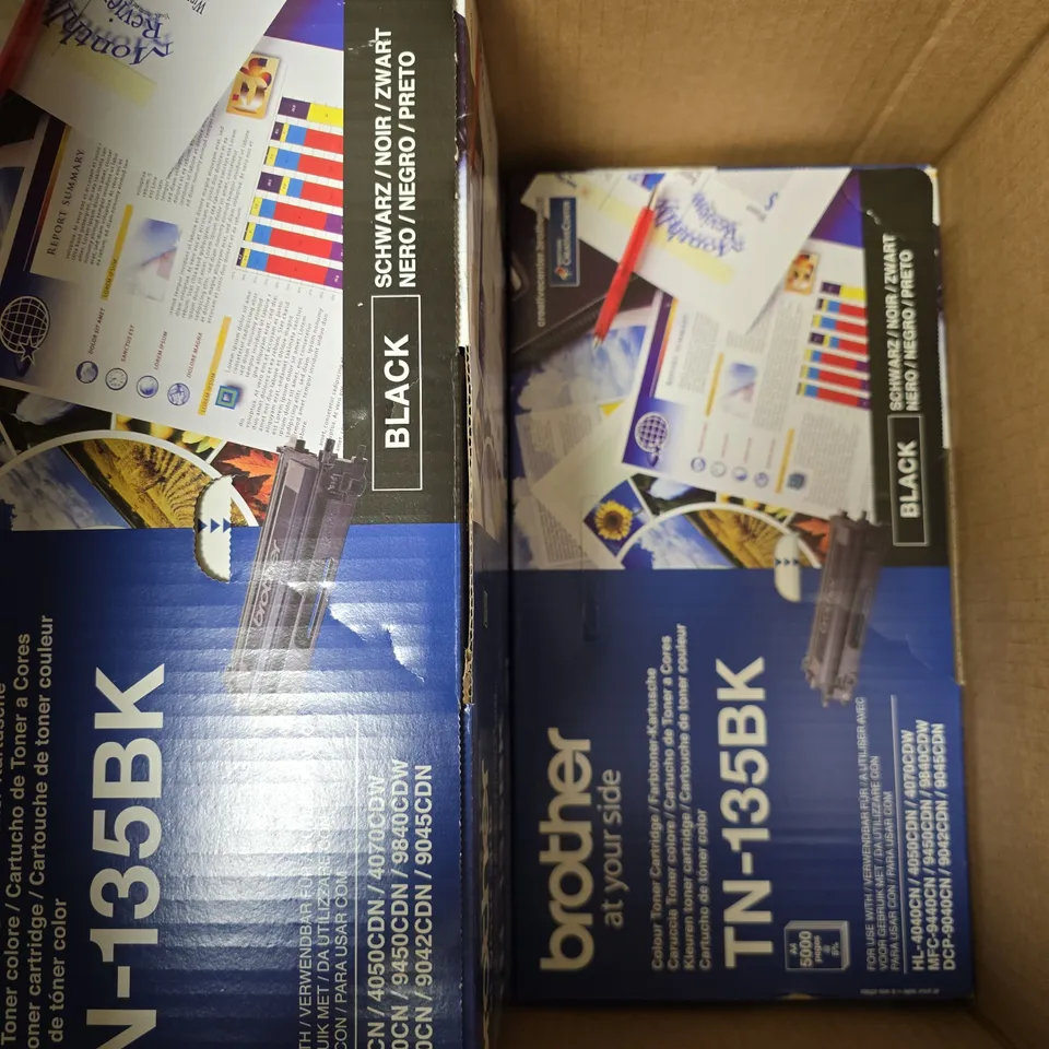 4 X BOXED BROTHER TN-135BK TONER CARTRIDGES - BLACK 