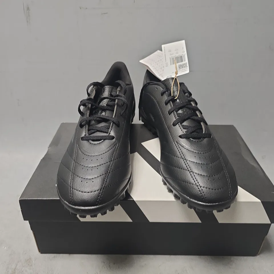 BOXED PAIR OF ADIDAS GOLETTEO IX TF BOOTS IN BLACK - UK 8.5