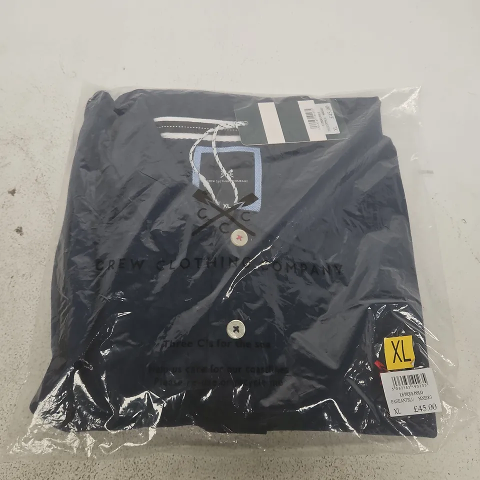 CREW CLOTHING COMPANY LONG SLEEVE PIQUE POLO SHIRT – PAGEANT BLUE – XL