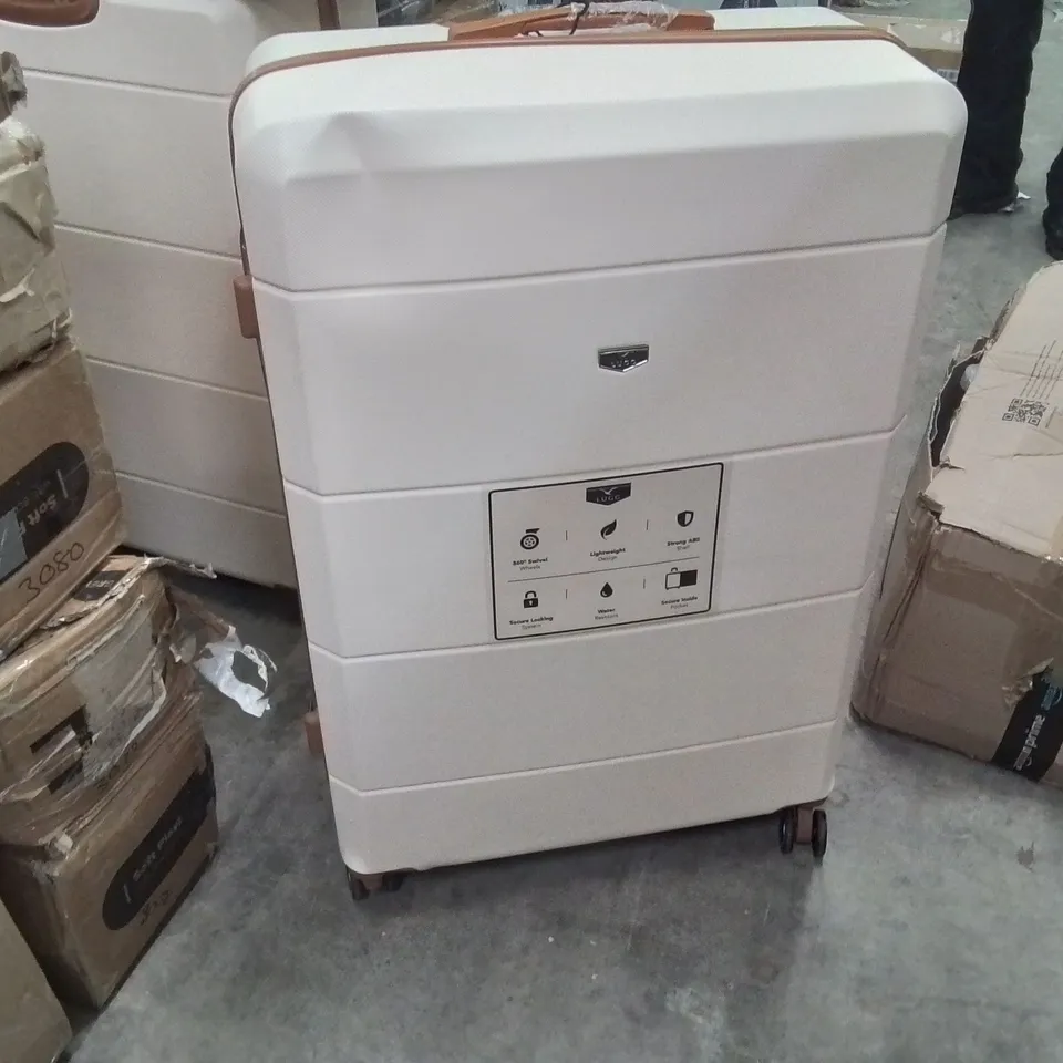 LARGE SUITCASE CREAM & BROWN