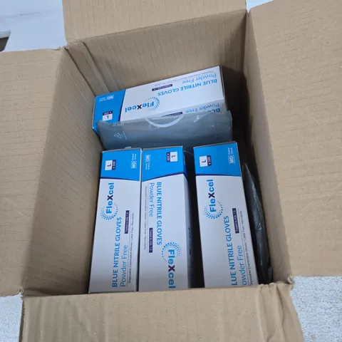 FLEXCEL BLUE NITRILE GLOVES POWDER FREE, SIZE L β 6 BOXES (100 GLOVES EACH)