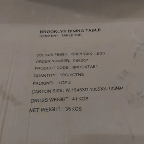 BOXED BROOKLYN DINING TABLE - GREY/OAK (2 BOXES)